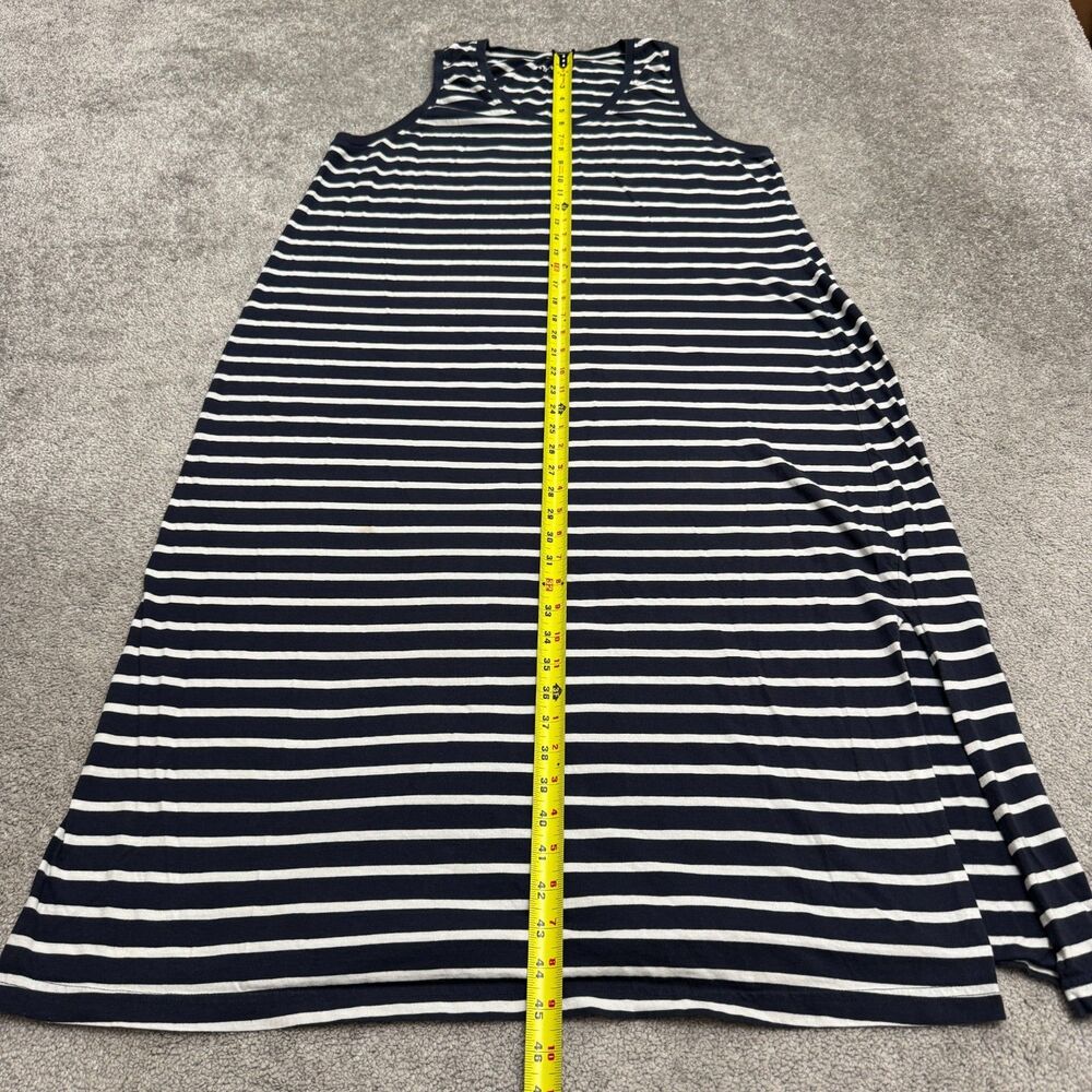 Pact Tank Maxi Dress Women XL Navy Blue White Striped Organic Cotton Side Slit - Picture 14 of 16